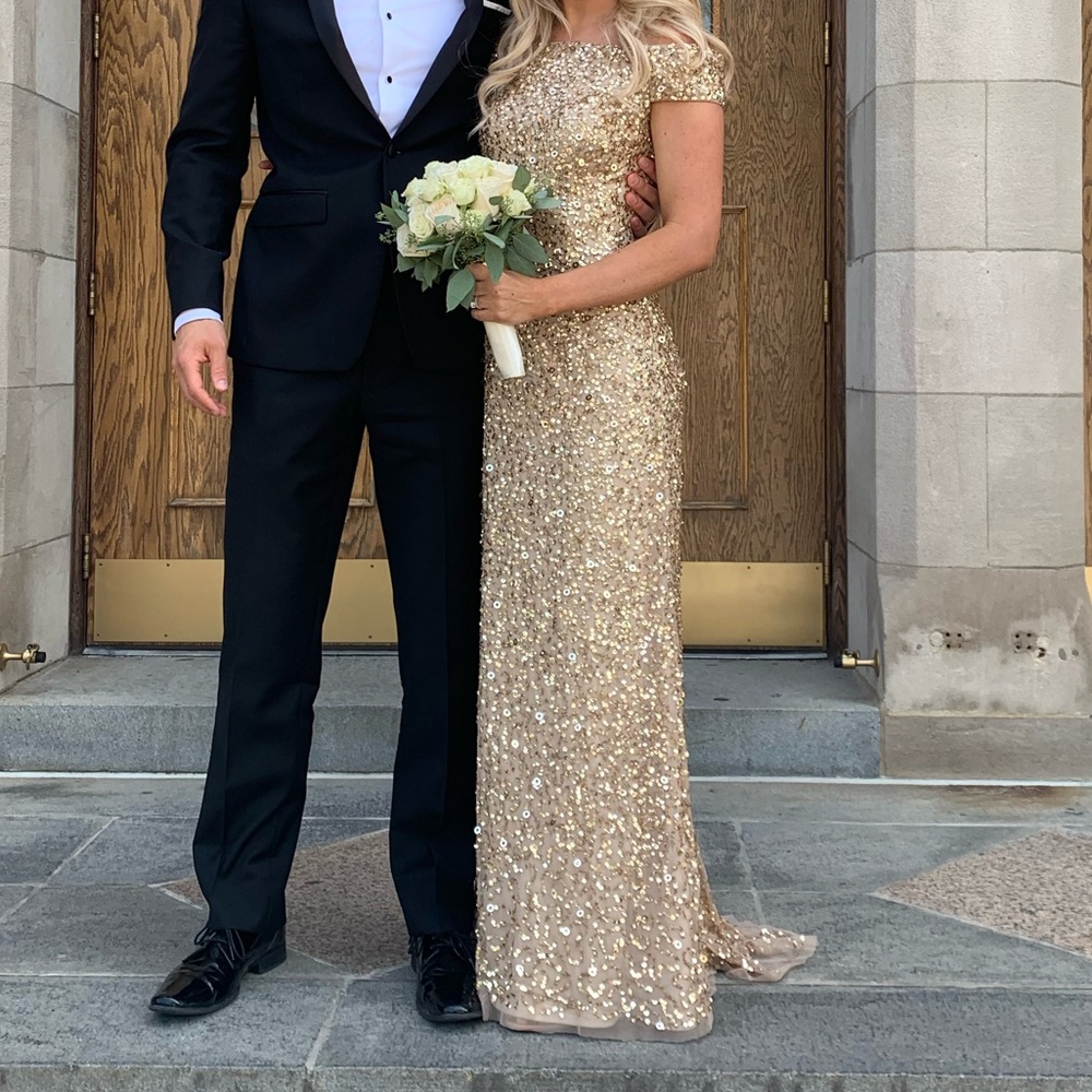 Adrianna Papell off the shoulder gown